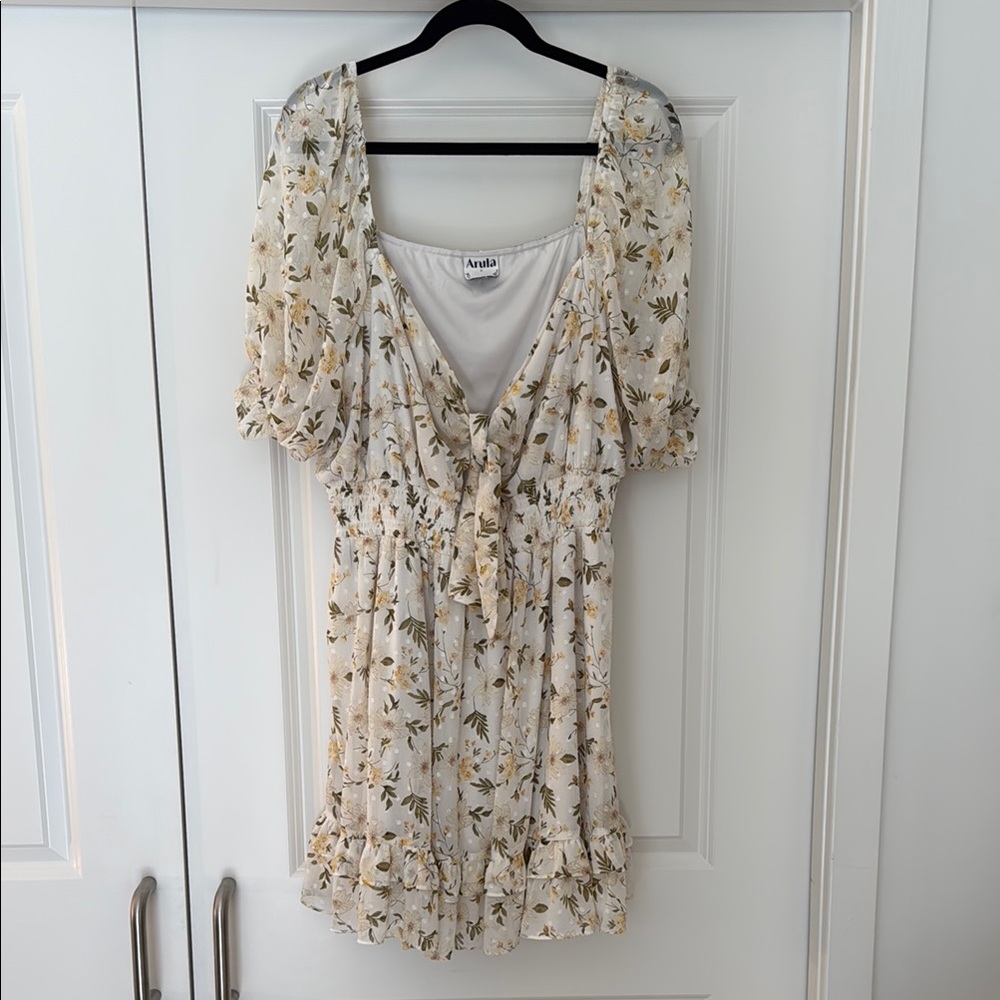 ARULA Floral Print Women's Dress - Cream